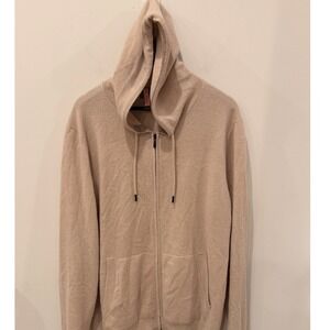 Robert Barakett Men's XL Xander 100% Cashmere Full Zip Hoodie Beige Tan